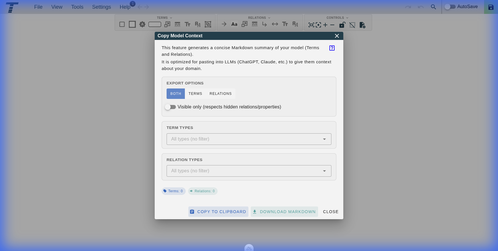 Copy Model Context Dialog