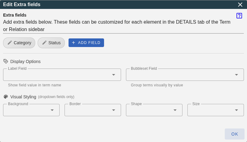 Extra Fields Settings Dialog