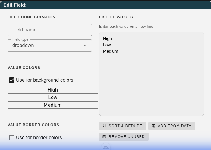 Dropdown Field with Color Configuration