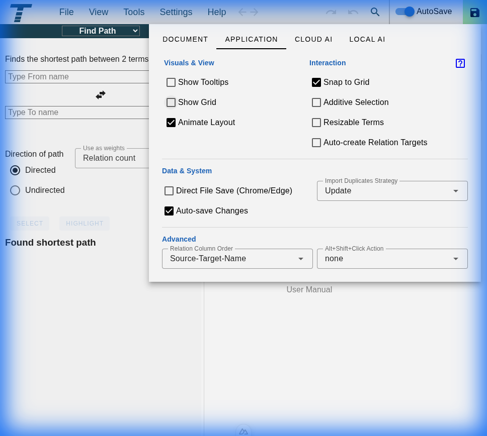 Application Settings Dialog